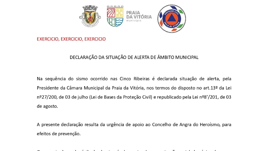 DECLARAÇÃO DA SITUAÇÃO DE ALERTA DE ÂMBITO MUNICIPAL
