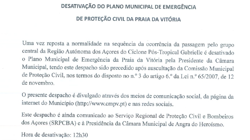 Desativação do Plano Municipal